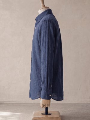 LINEN BLEND BUTTON DOWN SHIRT - NAVY BLUE (3)