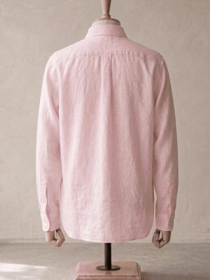 LINEN BLEND BUTTON DOWN SHIRT - PINK (3)