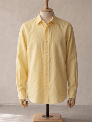 LINEN BLEND BUTTON DOWN SHIRT - YELLOW (2)